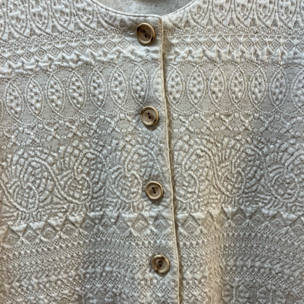MARIE CLAIRE Cream Vintage Textured Cardigan Size M - Picture 5 of 11
